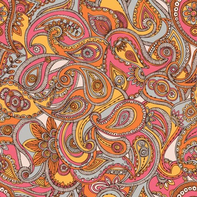 Abstract Floral  Paisley Colourful TREBLE CANVAS WALL ART Picture Print VA